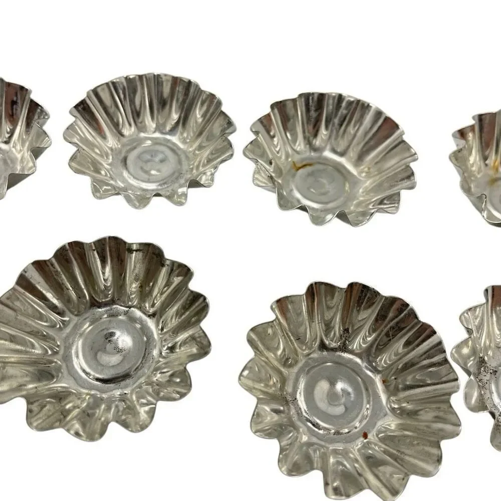 Vintage Sweden Ribbed Fluted Mini Aluminum Tartlet Mold Lot of 42 Various Shapes